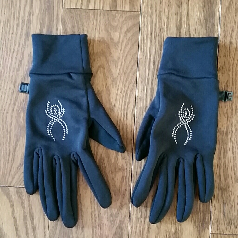 Black Spyder Gloves with light pink accent